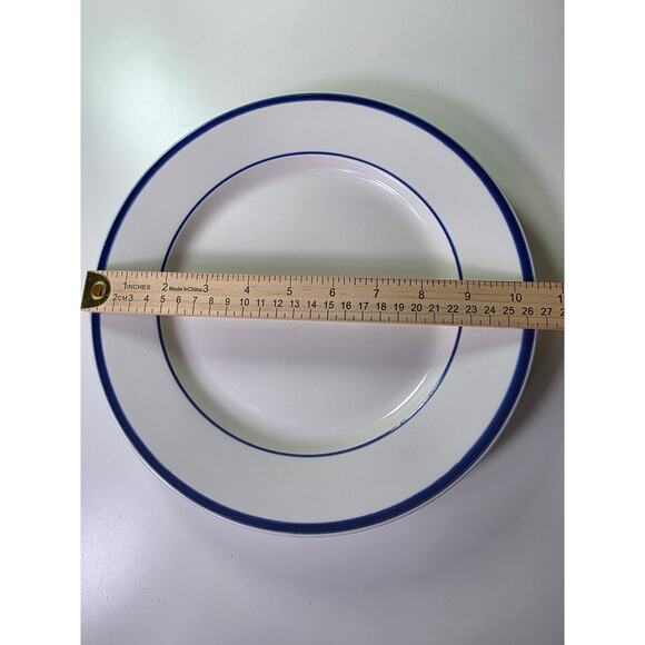 Set of 2 THOMPSON POTTERY White Bronco Blue Discontinued 10.5" Dinner Plates - Picture 3 of 6